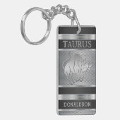 Taurus ♉ de Bull in Black en Silver Mesh Sleutelhanger (Voorkant Links)