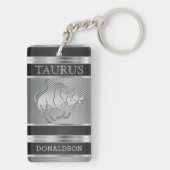 Taurus ♉ de Bull in Black en Silver Mesh Sleutelhanger (achterkant)