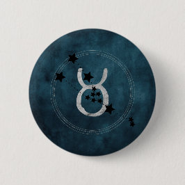 Taurus de bull zodische constellatie blauwgroen ronde button 5,7 cm