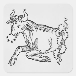 Taurus (de stier) een illustratie uit het 'Poëtisc Vierkante Sticker