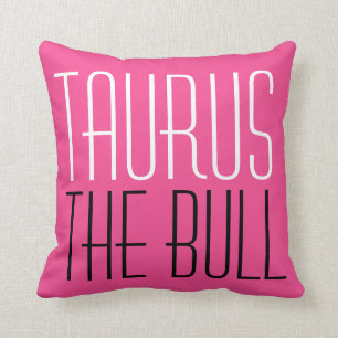 Taurus De Stier typografie Initialen Zodiac Roze Kussen