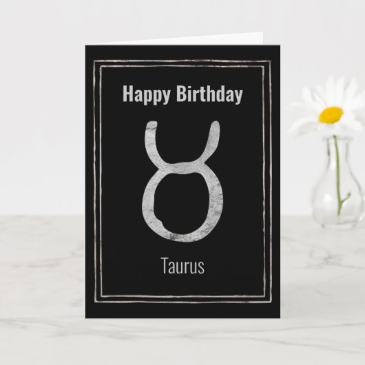 Taurus de stier zodiabetisch zilver Happy Birthday Kaart (Kleine Plant)