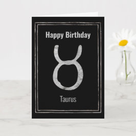 Taurus de stier zodiabetisch zilver Happy Birthday Kaart
