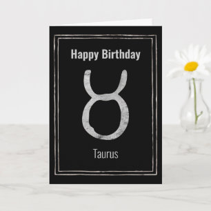 Taurus de stier zodiabetisch zilver Happy Birthday Kaart
