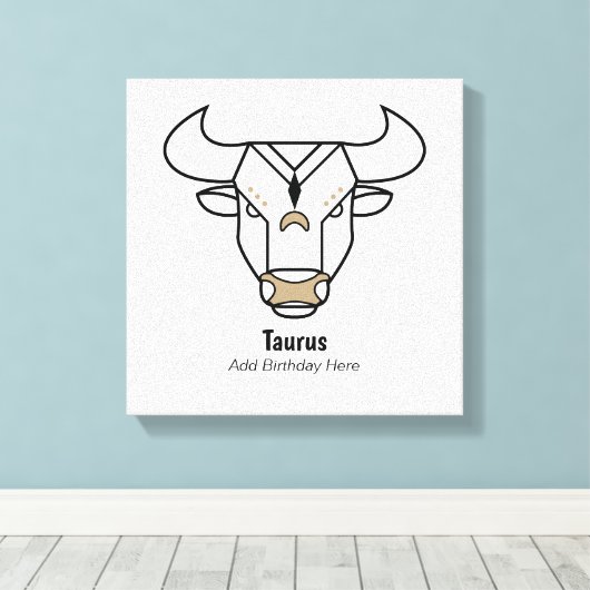 Taurus de stier zwart gepersonaliseerd dierlijk go canvas afdruk (Insitu (Houten vloer))