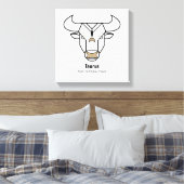 Taurus de stier zwart gepersonaliseerd dierlijk go canvas afdruk (Insitu (Slaapkamer))