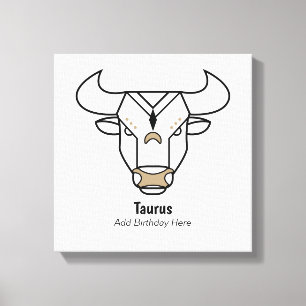 Taurus de stier zwart gepersonaliseerd dierlijk go canvas afdruk