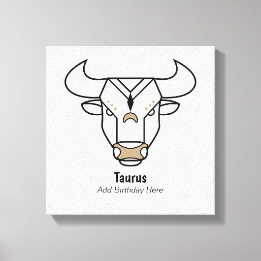 Taurus de stier zwart gepersonaliseerd dierlijk go canvas afdruk (Voorkant)