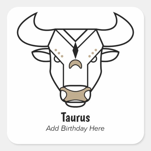 Taurus de stier zwart gepersonaliseerd dierlijk go vierkante sticker (Voorkant)