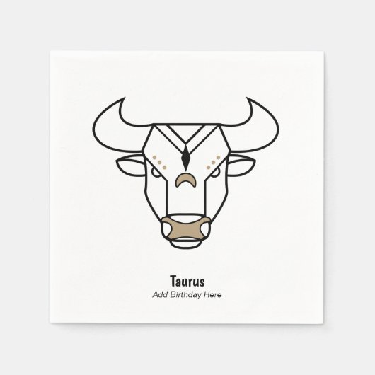 Taurus de stier zwart goud gepersonaliseerd zodiaa servet (Voorkant)