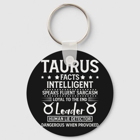 TAURUS Facts Zodiab Sign Shirt Birthday April May Sleutelhanger (Voorkant)
