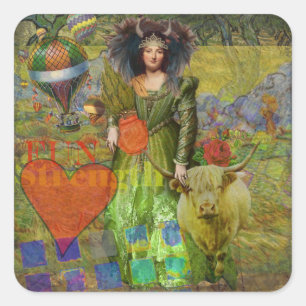 Taurus Fantasy Gotische Kunst Vierkante Sticker