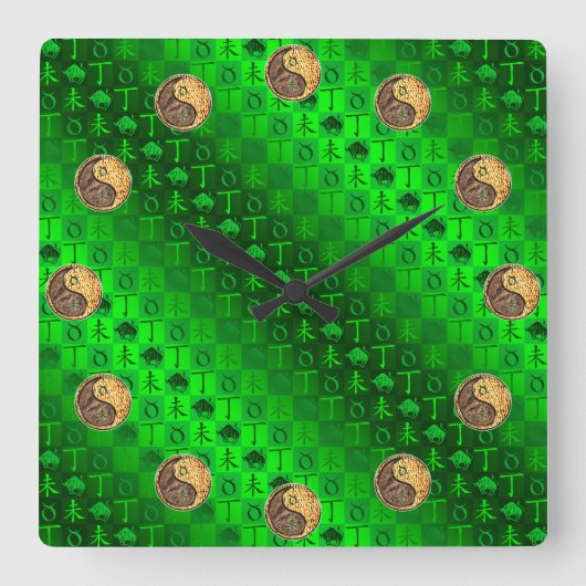 Taurus & Fire Goat Vierkante Klok (Voorkant)