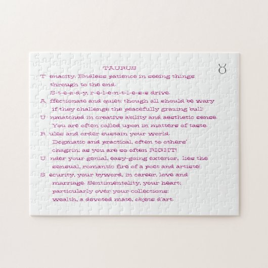 TAURUS gedicht puzzel Legpuzzel (Horizontaal)