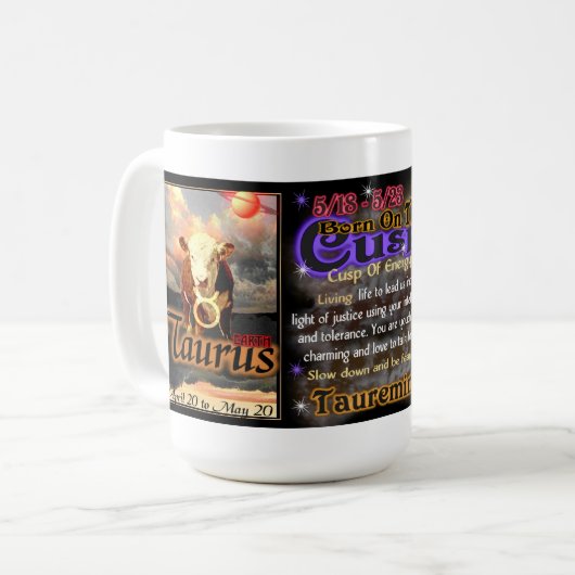 Taurus Gemini Cusp zodiac wit reizen Koffiemok (Voorkant links)