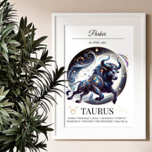 Taurus Gepersonaliseerde Elegante Zodiac Waterverf
