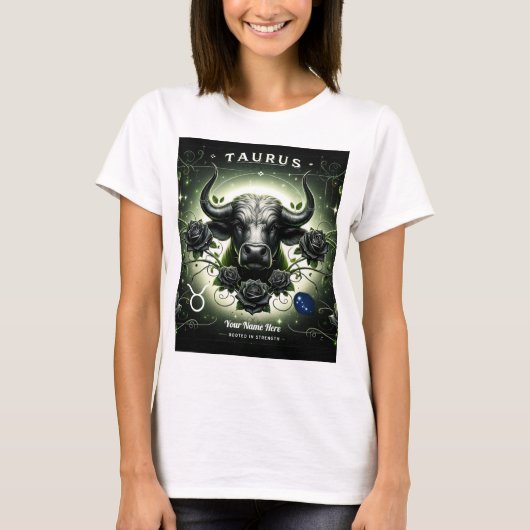 Taurus "Geworteld in kracht" T-shirt (Voorkant)