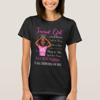 Taurus Girl Black Queen Zodiac Birthday Afro Women T-shirt