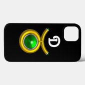 TAURUS/GOLD, GROEN EMERALD ZODIAC JEWEL MONOGRAM Case-Mate iPhone CASE (Achterkant (horizontaal))