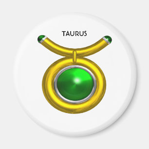 TAURUS/GOLD, GROEN EMERALD ZODIAC SIGN JEWEL MAGNEET