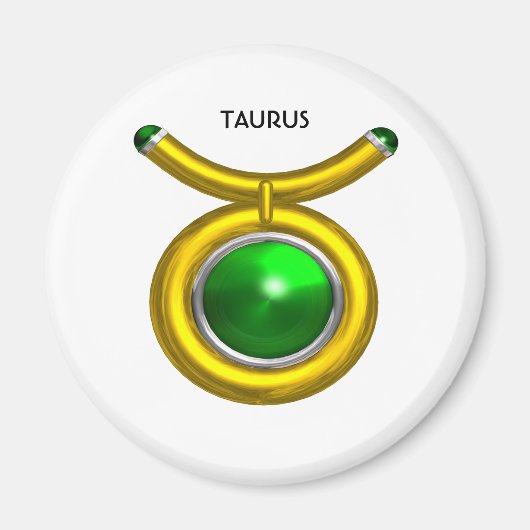 TAURUS/GOLD, GROEN EMERALD ZODIAC SIGN JEWEL MAGNEET (Voorkant)