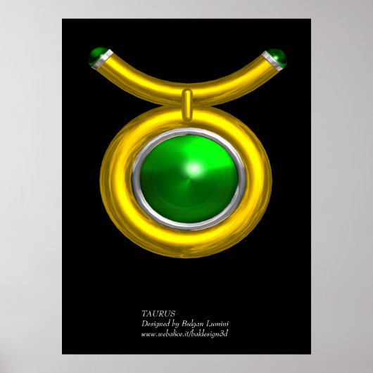 TAURUS/GOLD, GROEN EMERALD ZODIAC SIGN JEWEL POSTER (Voorkant)