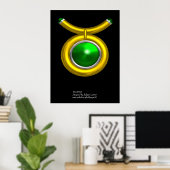 TAURUS/GOLD, GROEN EMERALD ZODIAC SIGN JEWEL POSTER (Thuiskantoor)