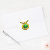 TAURUS/GOLD, GROEN EMERALD ZODIAC SIGN JEWEL RONDE STICKER (Envelop)