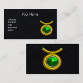 TAURUS Gold Zodiac Jewel Emerald Green, zwart papi Visitekaartje (Voorkant / Achterkant)