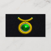 TAURUS Gold Zodiac Jewel Emerald Green, zwart papi Visitekaartje (Achterkant)