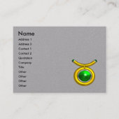 TAURUS GOLD ZODIAC JEWEL, Green Emerald, Gray Pape Visitekaartje (Voorkant)
