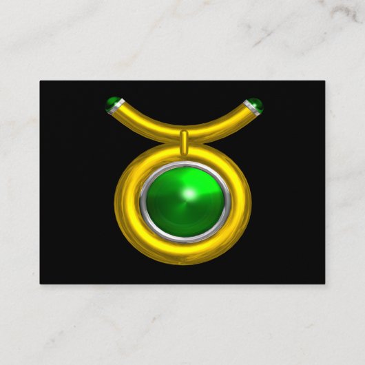 TAURUS GOLD ZODIAC JEWEL, Green Emerald, Gray Pape Visitekaartje (Achterkant)
