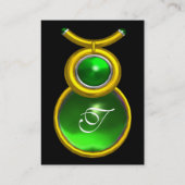 TAURUS GOLD ZODIAC JEWEL GREEN EMERALD MONOGRAM VISITEKAARTJE (Achterkant)