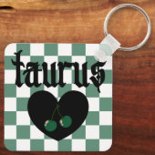 Taurus Gotische esthetische geruit kersen ontwerp Sleutelhanger (Achterkant)
