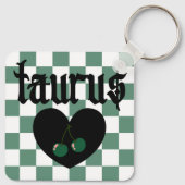 Taurus Gotische esthetische geruit kersen ontwerp Sleutelhanger (Achterkant)