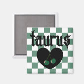 Taurus Gotische esthetische geruite kersen ontwerp Magneet (Voorkant / Achterkant)