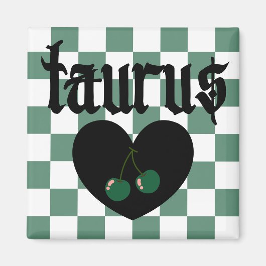 Taurus Gotische esthetische geruite kersen ontwerp Magneet (Voorkant)