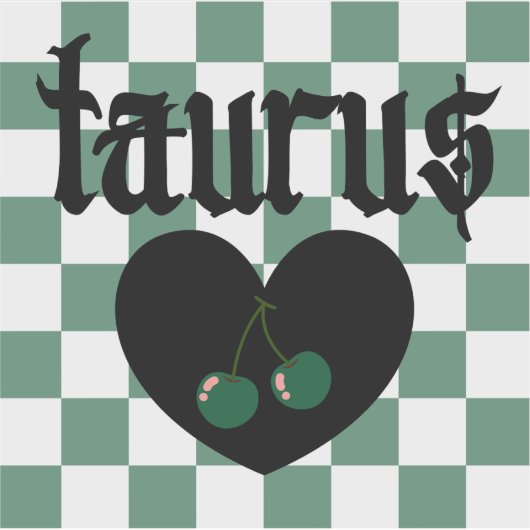 Taurus Gotische esthetische geruite kersenkunst Sticker (Voorkant)
