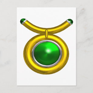 TAURUS / GOUD, GROENE SMARAGD ZODIAC VERJAARDAG JU BRIEFKAART