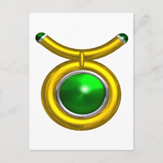 TAURUS / GOUD, GROENE SMARAGD ZODIAC VERJAARDAG JU BRIEFKAART (Voorkant)