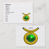 TAURUS GOUD ZODIAC JUWEEL Smaragd Groen Wit Visitekaartje (Voorkant / Achterkant)