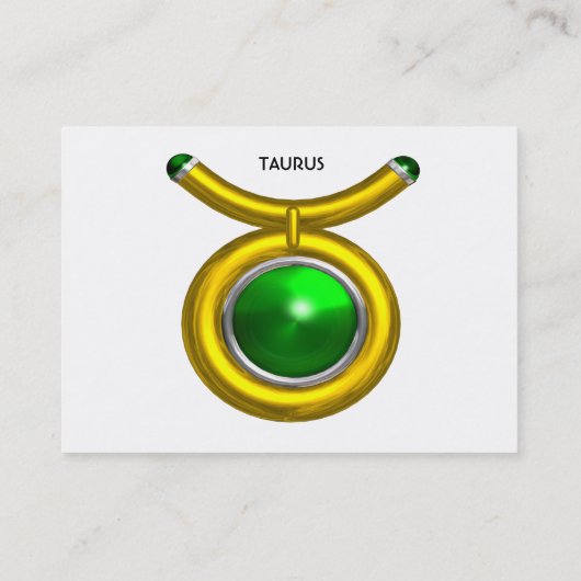 TAURUS GOUD ZODIAC JUWEEL Smaragd Groen Wit Visitekaartje (Achterkant)