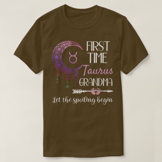 Taurus Grandma Zwangerschap Aankondiging Zodiac 1s T-shirt (Design voorkant)