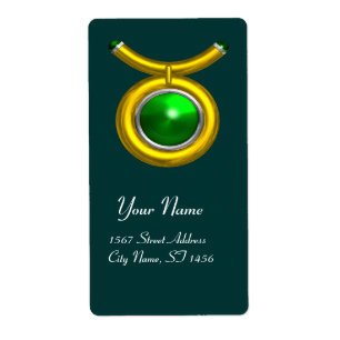 TAURUS / GREEN EMERALD GOLD ZODIAC BIRTHDAY JEWEL ETIKET