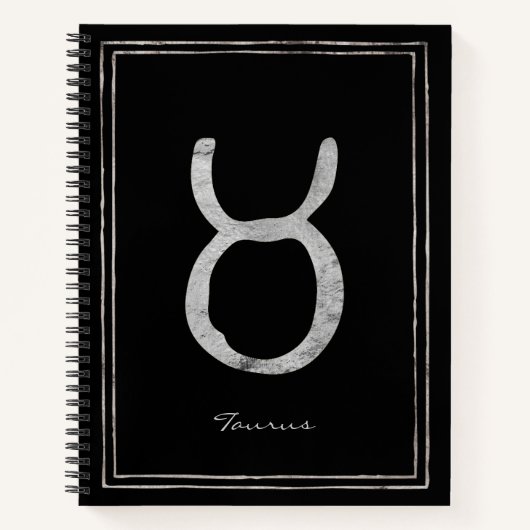 Taurus hammered zilver gestileerd astrologsymbool notitieboek (Voorkant)