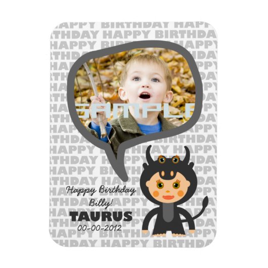 Taurus Happy Birthday Keepslag voor kinderen Magneet (Verticaal)