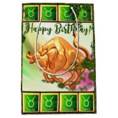 Taurus - Happy Birthday Medium Gift Bag Cadeauzakje (Voorkant)