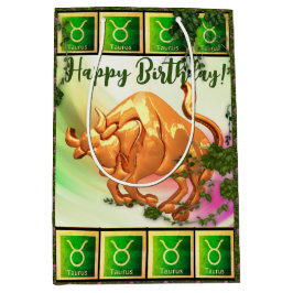 Taurus - Happy Birthday Medium Gift Bag Cadeauzakje