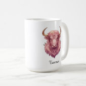 Taurus Hemel Zodiac Mok - Roze Stier Kunst (Voorkant rechts)