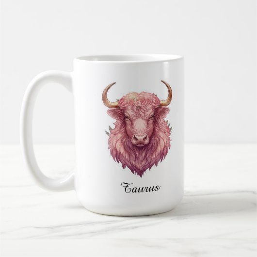 Taurus Hemel Zodiac Mok - Roze Stier Kunst (Links)